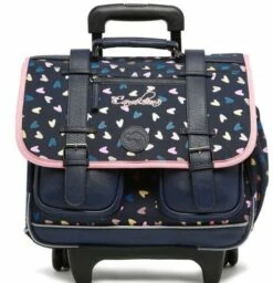 Cartable à Roulettes 38 Cm Vintage Navy Heart - Cameleon - CP, CE1, CE2