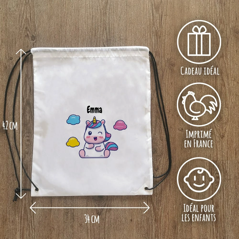 Sac à Dos Sport Personnalisé : Gym, Piscine... - Licorne - Cadeaufille – Image 3