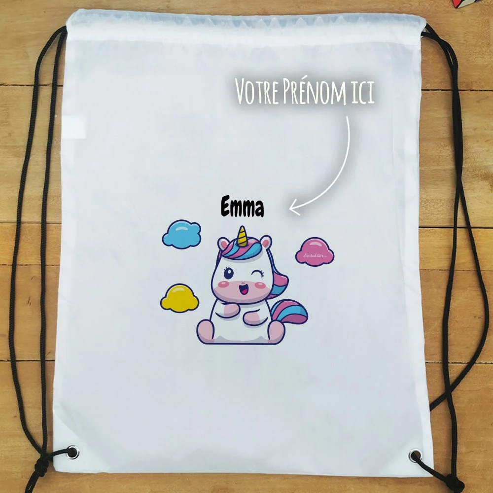 Sac à Dos Sport Personnalisé : Gym, Piscine... - Licorne - Cadeaufille – Image 4