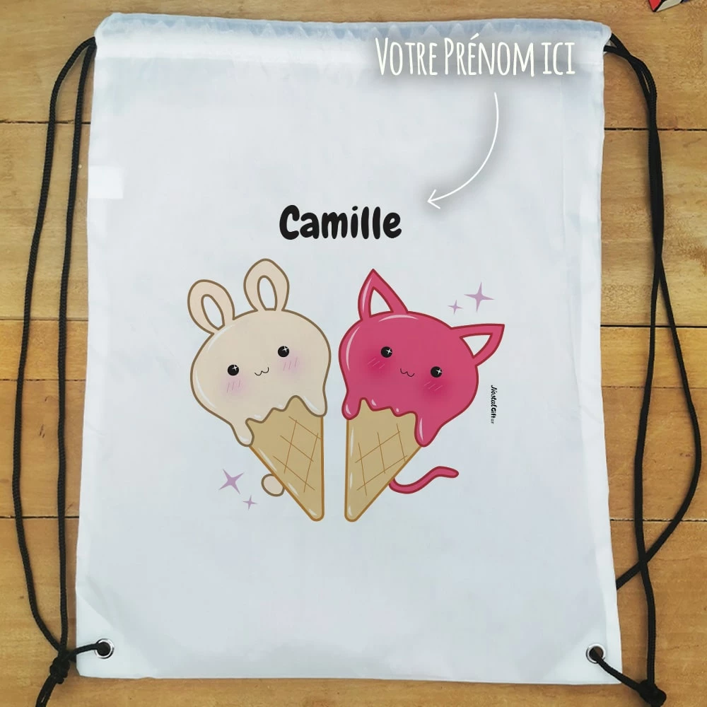 Sac à Dos Sport Personnalisé : Gym, Piscine... - Glaces Kawaii - Cadeaufille – Image 4