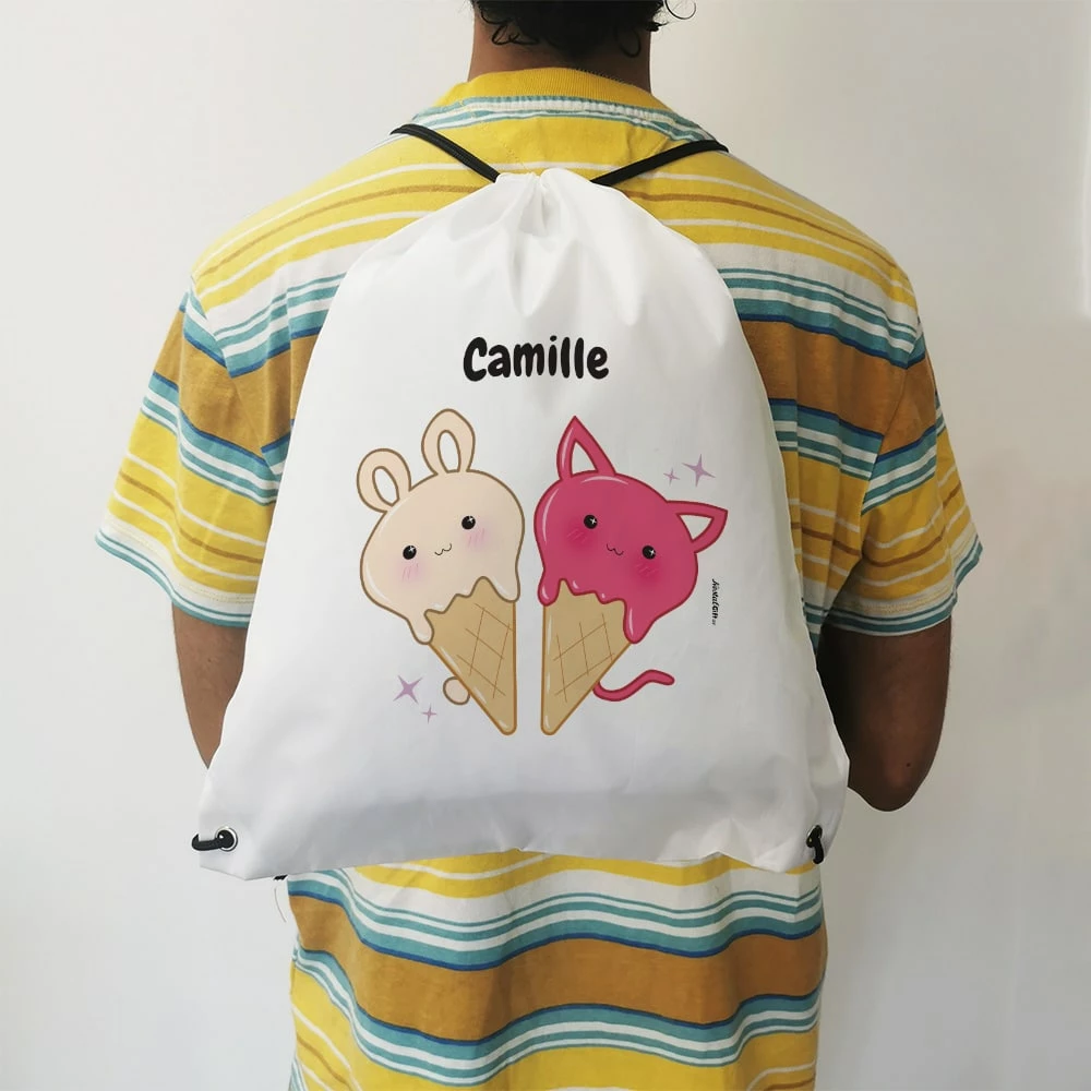 Sac à Dos Sport Personnalisé : Gym, Piscine... - Glaces Kawaii - Cadeaufille – Image 2
