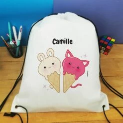 Sac à Dos Sport Personnalisé : Gym, Piscine... - Glaces Kawaii - Cadeaufille