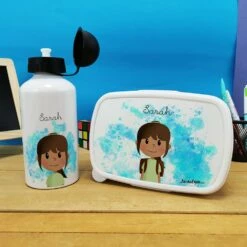 Boîte à Goûter & Gourde Enfant PersonnaliséesPetite écolière