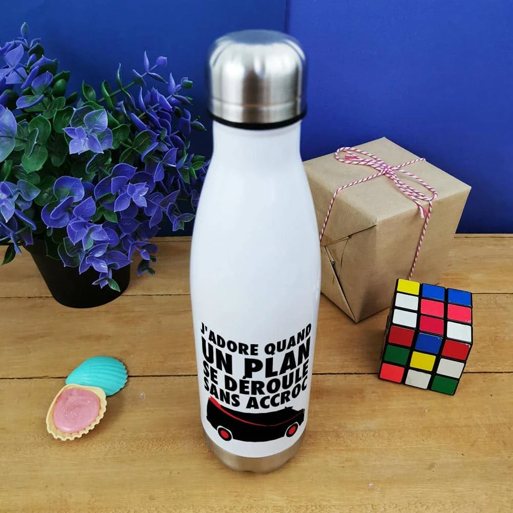 Bouteille Isotherme 500ml"J'adore Quand Un Plan Se Déroule Sans Accroc" – Image 2