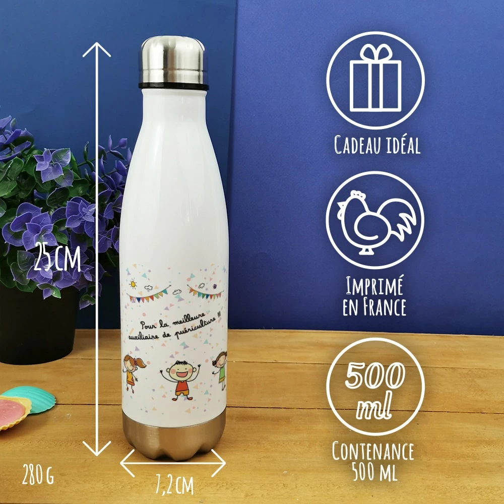 Bouteille Isotherme 500ml"Pour La Meilleure Auxiliaire De Puériculture" – Image 3