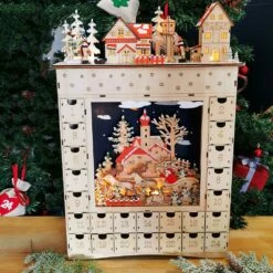 Village Lumineux De Noel - Calendrier De L'Avent En Bois - "RĂŞve Hivernal"