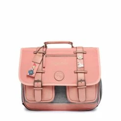 Cartable 38 Cm Vintage Rose Et Ses Pin's Personnalisable - Caméléon - CP CE1 CE2