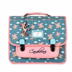 Cartable 35 Cm Rétro Moulin - Caméléon - Green Windmill - Maternelle Et CP