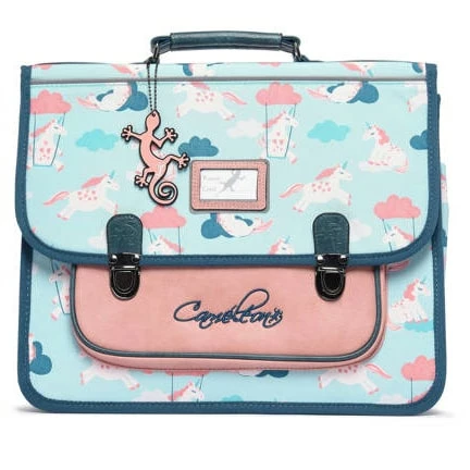 Cartable 38 Cm Rétro Turquoise Licorne - Caméléon - CP, CE1, CE2