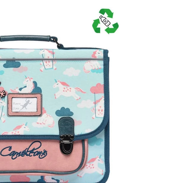 Cartable 38 Cm Rétro Turquoise Licorne - Caméléon - CP, CE1, CE2 – Image 4