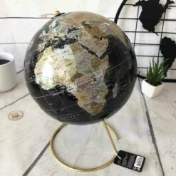 Globe Terrestre Noir Et Doré