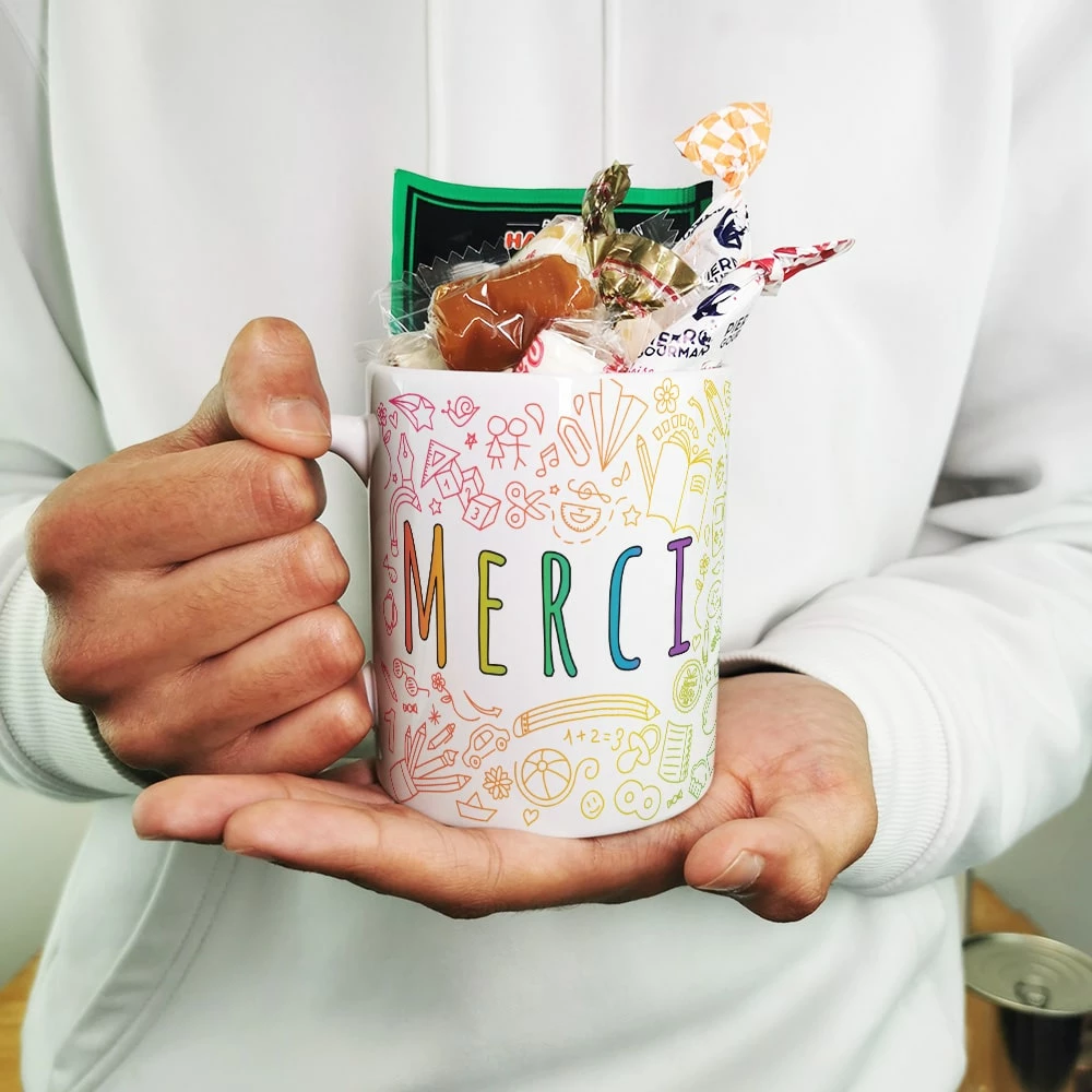 Mug "Merci" Bonbons Rétro 60 - Collection Arc-en-ciel – Image 2