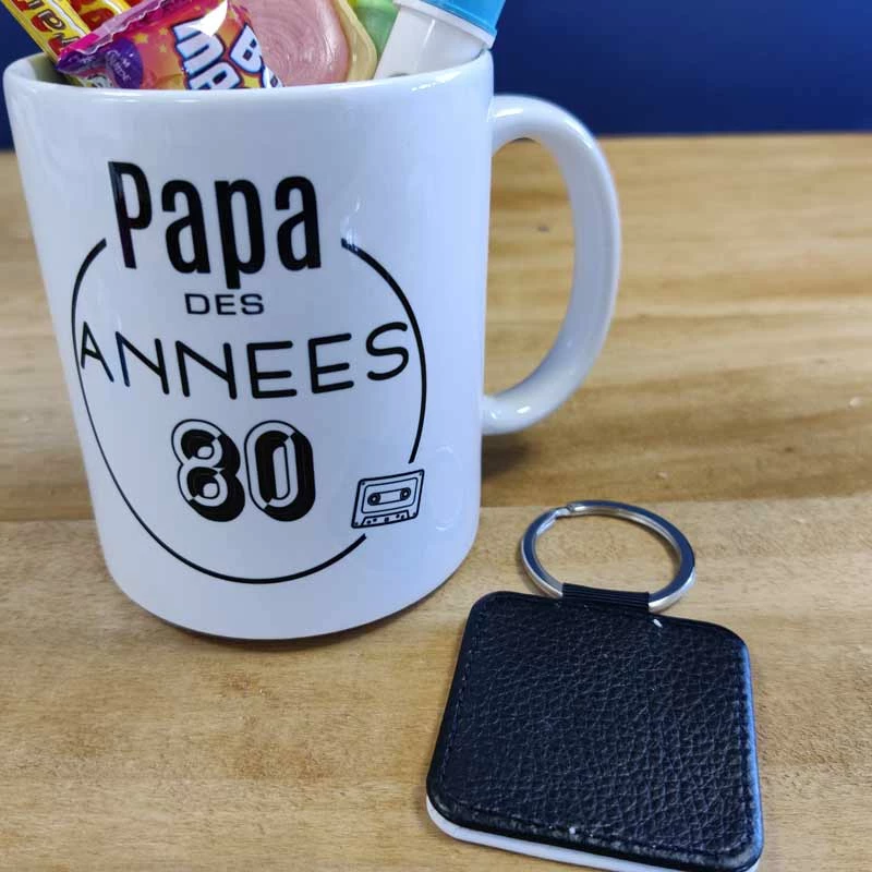 Porte Clé & Mug "Papa Des Années 80" Rempli De Bonbons Rétro - Cadeau Papa – Image 3