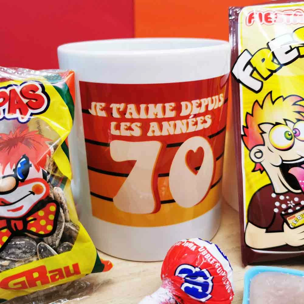 MUG "Je T'aime Depuis Les Années 70 " - Bonbons Rétro 70 – Image 4