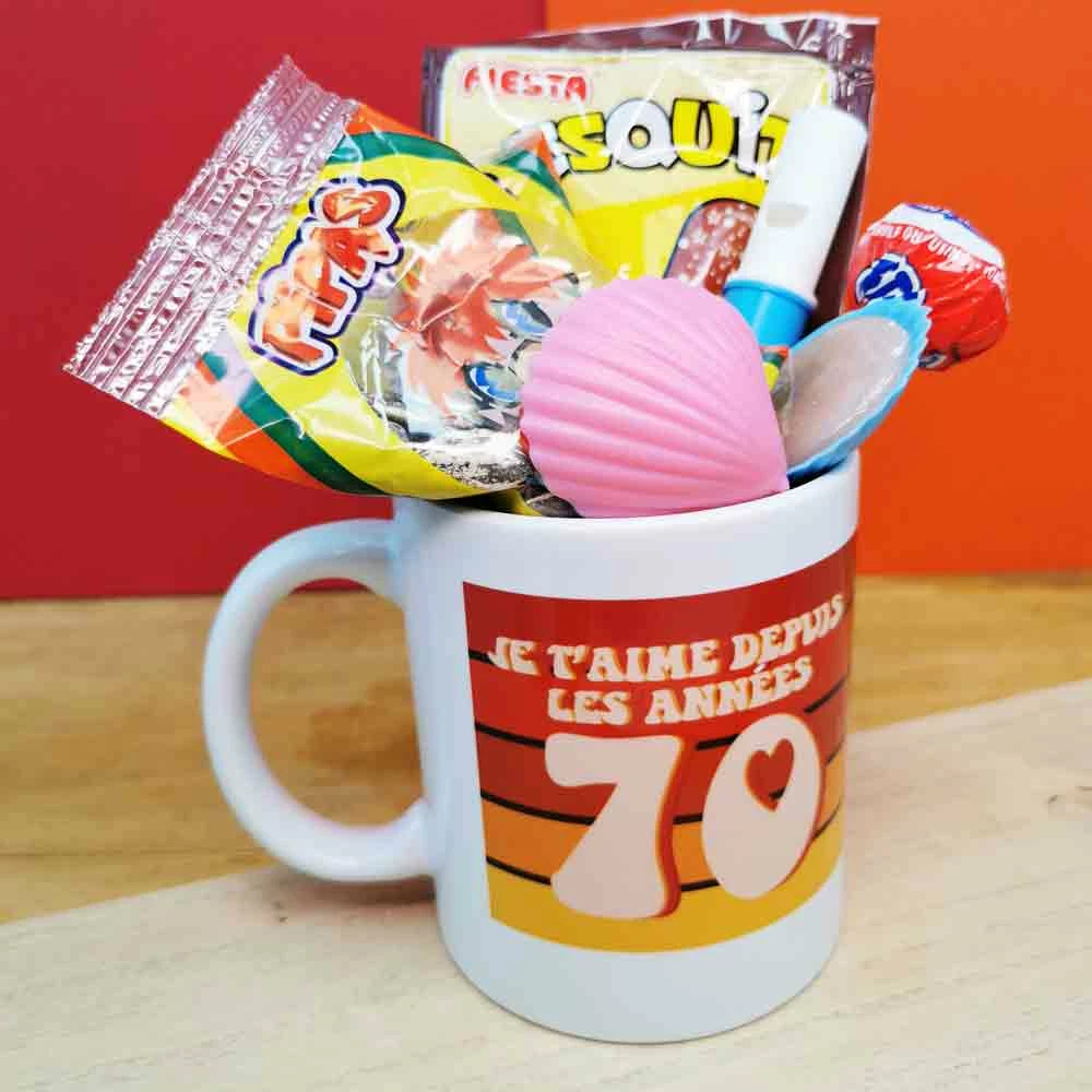 MUG "Je T'aime Depuis Les Années 70 " - Bonbons Rétro 70