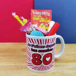MUG Rose "Je T'aime Depuis Les Années 80 " - Bonbons Rétro 80