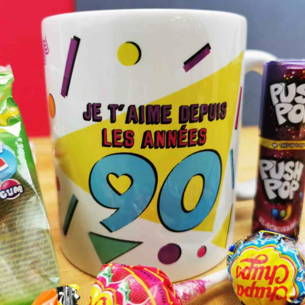 MUG "Je T'aime Depuis Les Années 90 " - Bonbons Rétro 90 – Image 3