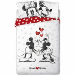 Disney - Parure De Lit Double Face - 1 Personne - Mickey Et Minnie (140 X 200 Cm)