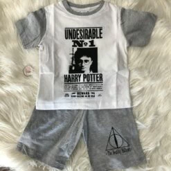 Harry Potter - Pyjama Avec T-shirt Et Short (gris Et Blanc) Pour Enfant