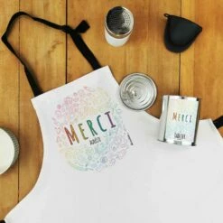 Tablier De Cuisine Personnalisé - "Merci" - Collection Arc-en-ciel