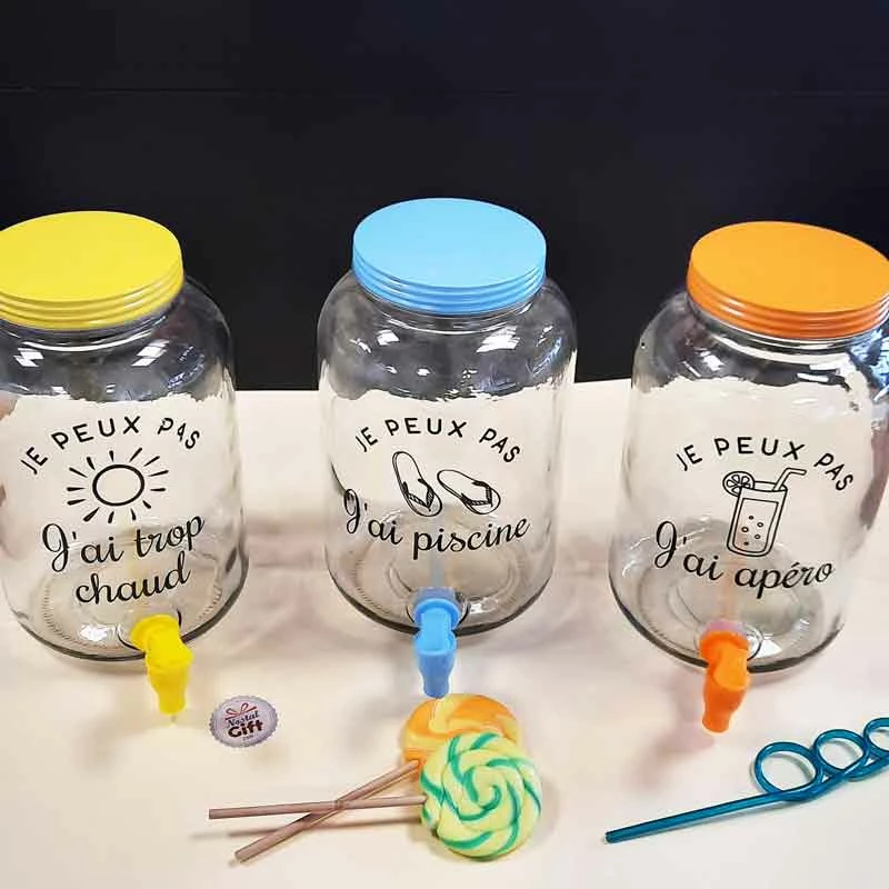 Fontaine à Boisson Avec Robinet 3,5 L Jaune- "Je Peux Pas J'ai Trop Chaud" – Image 3